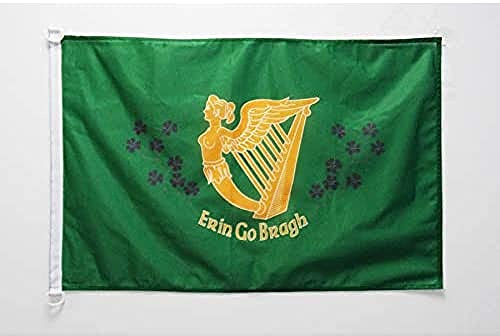 AZ FLAG Bootsflagge Irland Erin Go Bragh 90x60 cm Kunststoffringe | Für außen und Boote Irische Bootsflagge Ireland Erin Go Bragh wetterfest mit doppelten Nähten und verstärkten Kanten