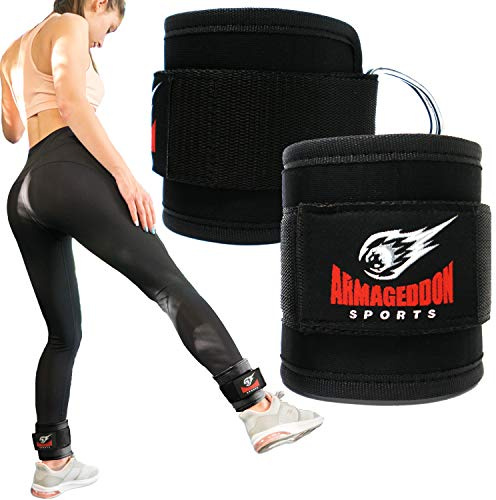 ARMAGEDDON SPORTS Ankelrem för styrketräning för kvinnor - 2 stycken ankelrem fitness med D-ringar - kickback-rem för axelband, ben, bortförare - tillbehör till gym och maskinkabel