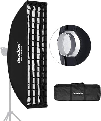 Godox 22cm x 90cm 8.6x 35.4 Strip Beehive Honeycomb Grid Softbox Bowens Mount for Godox Flash Light and Other Studio Flash Light