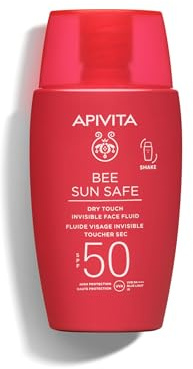 Apivita Bee Sun Safe Fluido Facial Invisible Toque Seco SPF 50- Un Protector Solar no graso con propóleo, Algas Marinas y ácido hialurónico - Protección UV, IR y luz Azul - No comedogénico