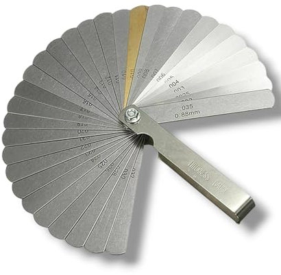 Spessimetro Valvole di Precisione 32 Lame di Spessimetro in Acciaio Inossidabile Gap Strumento di Misura Unità Metrico e Imperiale Spessimetro Professionale 0.04-0.88mm