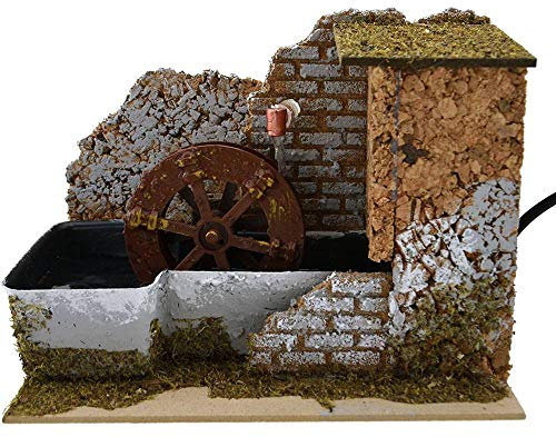 PERAGASHOP Mulino AD Acqua con Pompa FUNZIONANTE 20X14X16CM Accessori PRESEPE