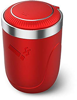 Surakey Cendrier Voiture, Cendrier Portable Voiture avec Couvercle et Lumière LED,Cendrier Voiture Anti Odeur pour Intérieur et Extérieur, Cendrier pour Voiture, Maison, Bureau et Voyage, Rouge