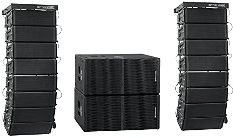Pronomic V-Array Concert Set - PA Activo 2200W RMS - para hasta 300 oyentes - 2 subwoofers con Altavoces de 12 - 16 Tops con Altavoces de 4 y Tweeter Cada uno.