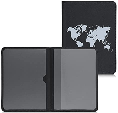 kwmobile Porte permis de Conduire Carte Grise avec Compartiments Cartes Passeport - Étui Portefeuille de Protection en Simili Cuir Blanc-Noir