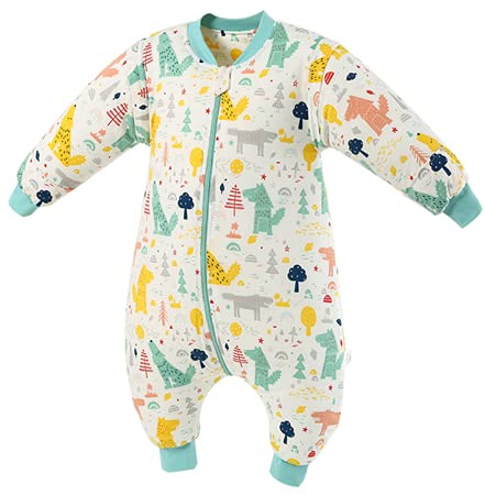 Daysskk Sovsäck med fötter, baby 9–18 månader, sovsäck med ben, baby, vinter, med avtagbara ärmar, vintersovsäck med fötter, 2,5 tog, babykläder, vinter