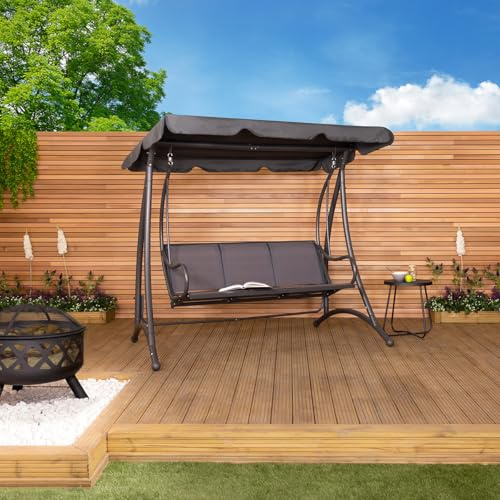 Charles Bentley 3 Seater Swing Seat Hammock Steel Frame, 121x194x170cm