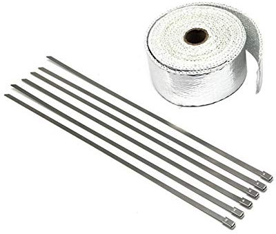 GSXLZ Hitzeschutzband 5 10 15m Thermalband Auspuffrohrkopf Hitzebeständige Wickelband mit Stahlkunst Auto Motorradteile Rennsport 312 (Color : 15M Silver)