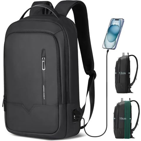 HEROIC KNIGHT Laptop Backpack, Expandable 18L-25L Tech Business Backpack with USB Charging Port, Water Resistant Slim Laptop Rucksack, Anti-theft Travel College School Bag for Office Work Outdoor