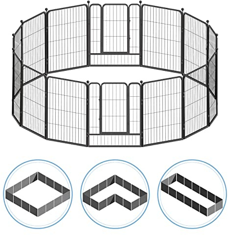 Fencer Wire Foldable Outdoor/Indoor Pet Playpen with Gate, Available in 24/32/40 Height Metal Portable Kennel, Heavy-Duty Exercise Fence Cage 8/16/24/32 Panels for Large/Medium/Small Dog, Animals
