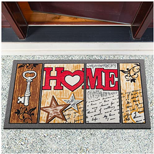 ANRO Schmutzfangmatte Fußmatte Schuhabstreifer Türmatte Schuhmatte Gummi Fußabtreter rutschfest für außen, innen, Eingangsbereich Home Shabby 40x68cm
