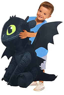 Dinotoys Drachenzähmen leicht gemacht - Dragons - Ohnezahn Toothless - Plüschfigur Kuscheltier XXL 110-112 cm