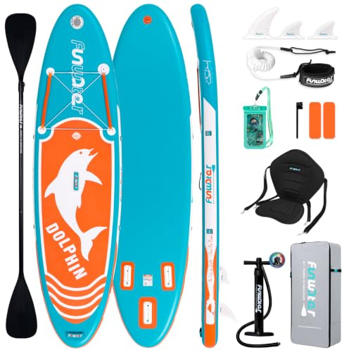 FunWater Inflatable Stand Up Paddle Boards Ultra-Light SUP Wide Stable Design Non-Slip Comfort Deck for Youth & Adults with Premium SUP Board Paddle Accessories