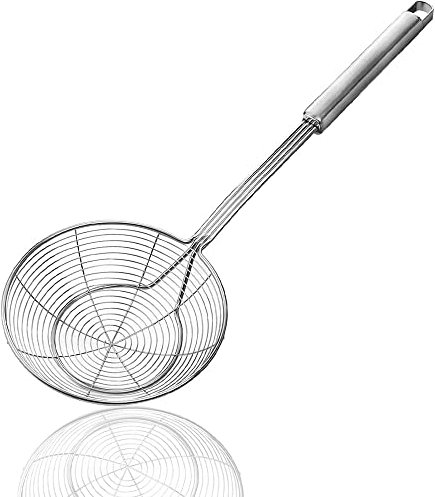 Aieraczy 14cm Schaumkelle Edelstahl, Schaumlöffel, Abseihlöffel Sieb, Spinnennetz-Schöpflöffel, Siebkelle Küche, Küchensieb für Wok Zubehör, Filter Skims Fat Scum, Skimming Fett Schaum