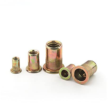 SEIDER 10–50 x M3, M4, M5, M6, M8, M10, M12, verzinkter Kohlenstoffstahl, Rändelmuttern, Flacher Kopf, Gewindenieteinsatz, Muttern, Kappe, Nietmutter(M12(20PCS))