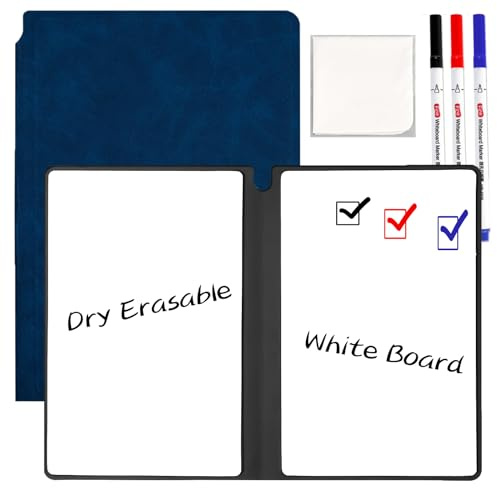 Marte Vanci liten whiteboard anteckningsbok, A5 mini whiteboard med penna och avtorkning, bärbar torr radering whiteboard, återanvändbar anteckningsblock för kontor hem skollistor studieanteckningar