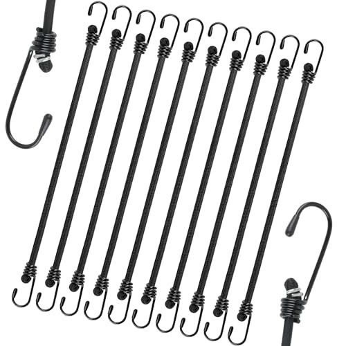 Graplan 10 Stück Spanngummi mit Haken 40 cm Expander mit Haken, Extra Stark Spanngurte, Elastische Gepäckspanner, Gummispanner für Gepäck, Dachträger, Camping - Wetterfester