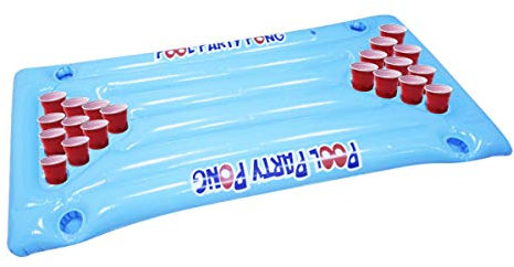 Mesa Inflable de Beer Pong para Piscina, Flotador Gigante de Mesa de Beer Pong, Cama de colchón de Aire Inflable, balsa Flotante de Agua para Piscina de Fiesta Interesting