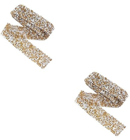 STOBOK 2 Stück Kleber Auf Glitzerband Hochzeitskleid Bastelband Band Nähen Strassbesatz Kristall Strassband Brautkleid Gürtelbesatz Harzkleber Braut Netzbohrer