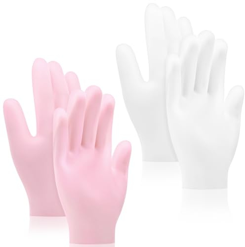 Sibba 2 Pairs Silicone Moisturizing Gloves Spa Gel Hydrating Gloves Women's Hand Care Gloves, Anti Slip Aloe Lotion Gloves for Repairing Dry Hand, Calluses, Cracked Heels and Softening Rough Skin