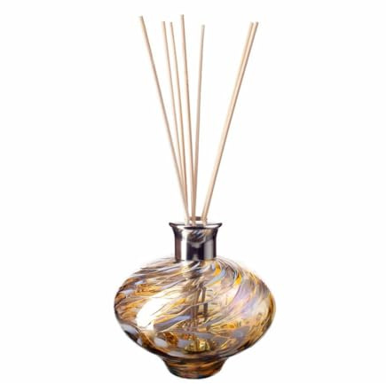 Amelia Art Glass Glass Reed Diffuser Oval in Gold, Black & White