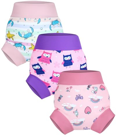 FLYISH DIRECT Schwimmwindel Wiederverwendbare, Wasserdichte Schwimmwindel für Jungen und Mädchen, Wasserdichte Badebekleidung für Babys, S/3T