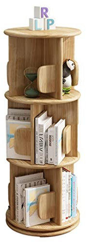 GaRcan Bücherregale, 2/3/4/5 Etagen, drehbares weißes Bücherregal, um 360 Grad drehbar, freistehendes, stapelbares Bücherregal aus Holz für Wohnzimmer, Arbeitszimmer und Büro