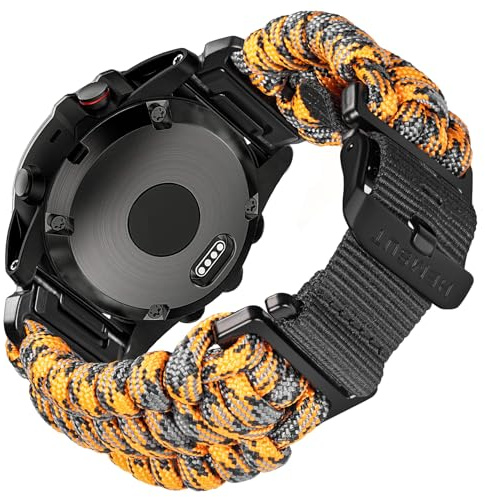 torbollo Armband Kompatibel mit Paracord 550 Militär Robustes Schnellverschluss Nylon Uhrenarmband für Fenix 7/Fenix 5 /Fenix 6/Forerunner 965/Approach/MARQ/quatix Ersatzband für Männer