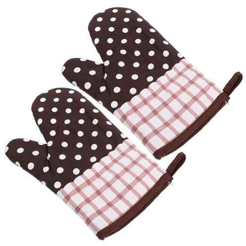 HOLIDYOYO 2pcs Insulated Oven Mitts Oven Gloves Heat Resistant Baking Gloves for Cooking Kitchen Bbq