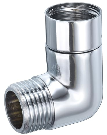 Sourcing Map Brass Shower Flow Control Valve, 90 Degree Elbow Adapter, Water Flow Regulator, 2.0 GPM, Plated Finish, 1 Setting, None Included, Shower Valve