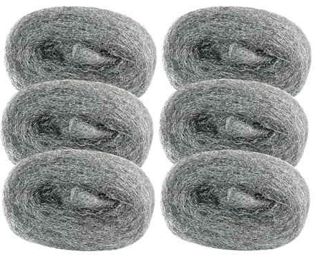 GEOGIEEW Lana de acero, 6 Rollos 2# Lana de Acero, Extrafina, Limpieza de Persianas, Rellenar Agujeros y Grietas, Paredes, Garajes y Jardines