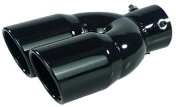 TZIUSFAC Autoauspuff-Einlass 63 Mm Edelstahl-Auspuffrohr-Endstück 76 Schräge Doppelauslass-Auspuffanlagen-Düsenschalldämpfer(Black Straight)