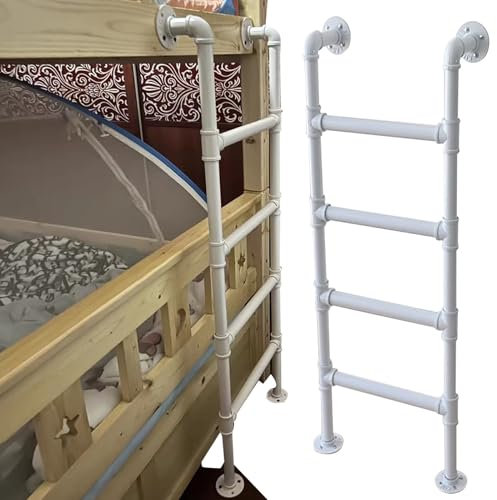 Scala bianca resistente per cantina finestra pozzo parete/pavimento in metallo mansarda scaletta a gradini in ferro battuto letto a castello scale di fuga per dormitorio ponte camper 150 cm/59 pollici