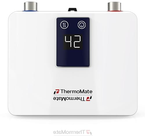 ThermoMate Mini Durchlauferhitzer elektrisch, On Demand Sofort-Warmwasserbereiter für den Handwaschbecken, selbstmodulierend, energiesparend, platzsparend (mit Stecker, 3,5kW),230V