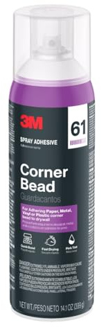 3M Corner Bead 61 Spray Adhesive, 14.1 oz., Low VOC, Quick Bond, Fast Drying, Pink Tint for Adhering Paper or Plastic Corner Bead to Drywall (61-NAT)