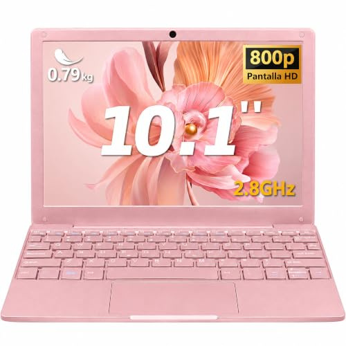 MOREPC Pequeño Mini portátil, 10,1 Pulgadas (0,79 kg), Ultra Delgado y Ligero Netbook, Celeron N4000, 8GB DDR4, Webcam, USB 3.0, niños y Adultos. (Oro Rosa, 8+256G SSD)