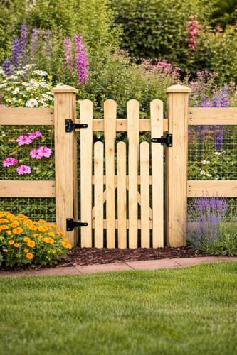 Wooden Picket gate, Garden Gate,Wooden Pressure Treated 5FT 150CM ((150cm High x 90cm Wide x 5cm Deep),)
