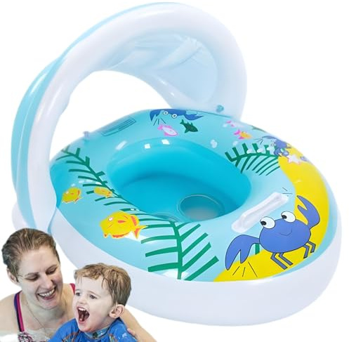 Galleggiante per piscina per neonato, salvagente di nuoto per bambini, con copertura anti-UV, giocattolo acquatico anti-UV, per attività estive: spiaggia, viaggi, feste all'aperto e vacanze