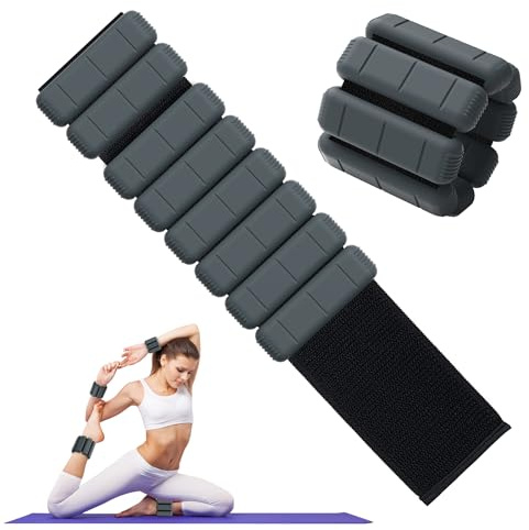 TOPESCT Tragbare Handgelenk-Knöchelgewichte 2er-Set(je 1 lb/2 lbs),verstellbares Gewichtsmanschetten Armgewichtsarmband für Krafttraining,Gehen,Laufen,Pilates,Joggen,Yoga (Anthrazit, 2lbs/each)