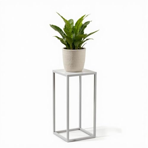FRAMADO - Pflanzenständer Ferro - 24x24x60cm - Farbe Weiß - für Zimmerblumen - Metallregal - Dekorativer Tisch - Blumenständer - für Zimmerecke, Wohnzimmer, Balkon