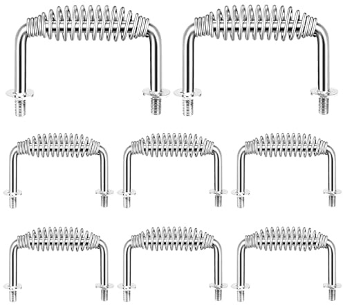 BIBIJIE 8 Pack 5-3/8 Stainless Steel Spring Handle with 1/2 Steel Rod Heavy Duty Handle for BBQ Pits Trailers, Smoker, Wood Stove, Custom Built Grills, Cabinets and More Custom Metal Projects