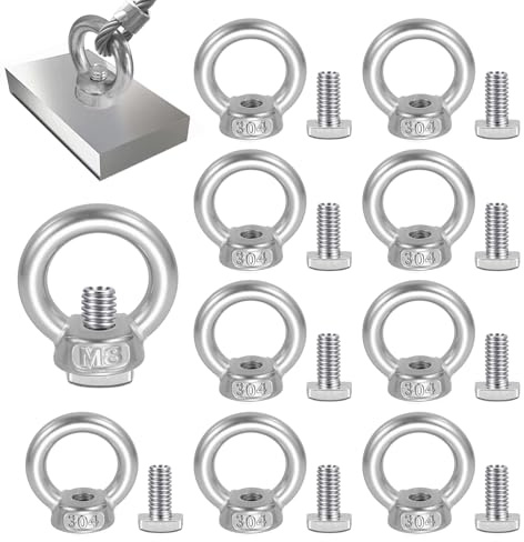 10 stycken M8-ringmutter M8 x 20 mm hammarhuvudskruvar rostfritt stål ringskruvar skruvöglor ögonskruv öljetter rostfritt stål ögonmutter växthållare fästöglor för släpvagnar växthus gurkor växtstöd