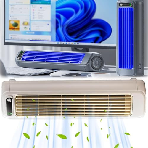 Mini aire acondicionado, enfriador de aire portátil de carga USB, ventilador sin aspas de eficiencia energética de 3 velocidades para dormitorio, oficina, viajes