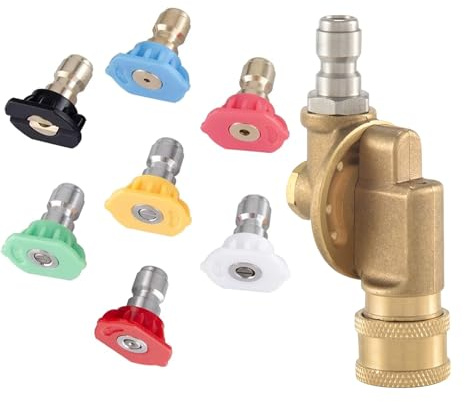 naxepantry 4500PSI Pivoting Coupler 1/4In Quick Connection for Pressure Washer Attachment Gutter Cleaning Adaptor 240Degree 7 Gears