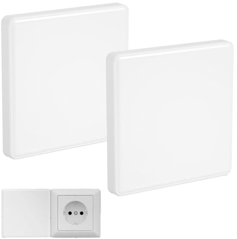 2 tapas ciegas para enchufes, 86 x 86 mm, plástico blanco, montaje empotrado para luces en enchufes o interruptores no utilizados