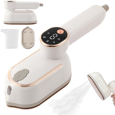 Travel Steamer Iron for Clothes, 1200w Handheld Portable Iron, Portable Steam Irons with LCD, 10-Second Rapid Heat-Up, 180° Rotating Handle, Travel Home Office Use, for Wrinkle-Free Clothes On the Go