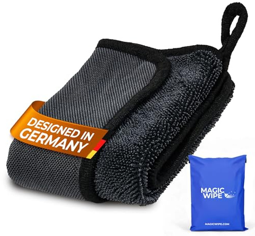 MagicWipe® Microfibre Cloth - 4 Pack 30 x 40cm Dual Sided Cleaning Cloth - 600 GSM All Purpose Streak Free Diamond Wave Polishing Cloth for Kitchen Worktops, Glass, Mirrors, Bathrooms, Car