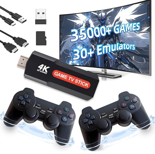XIXIMENG X2 Retro Konsole Spielkonsole Retro Game Stick 4K,30000+ Spiele 30+ Emulatoren,Emulator Konsole mit 2 kabellosen Controllern,Suchen/Speichern/Favoriten,Tastenanpassung,Plug & Play für TV