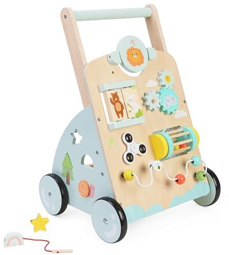 Bayer Chic 2000 - Lauflernwagen aus Holz, bunt, Lauflernhilfe, mit Motorikspielzeug, Activity-Walker, 436-20