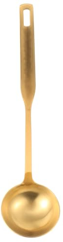 BAZEITFLOW Cucharón de Sopa de Acero Inoxidable Dorado Cuchara Grande Multifuncional para Servir y Colar Cocina Utensilio Versátil para Ramen y Salsas